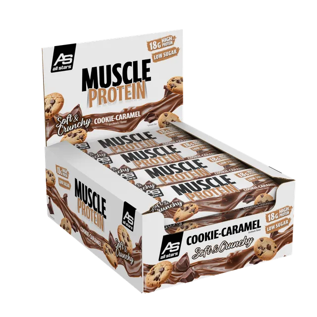 all-stars-muscle-protein-bar-65g-proteinriegel-cookie-caramel-chocolate-caramel image 1