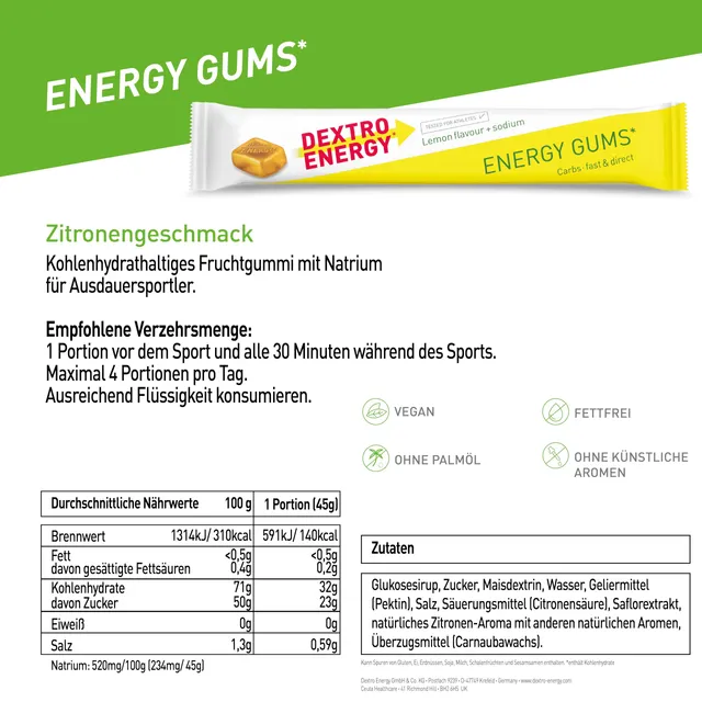 dextro-energy-gums-lemon-natrium-8x45-g-vegane-energy-gummis image 1