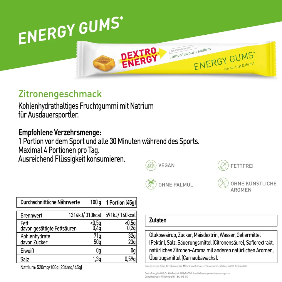 dextro-energy-gums-lemon-natrium-8x45-g-vegane-energy-gummis image 1