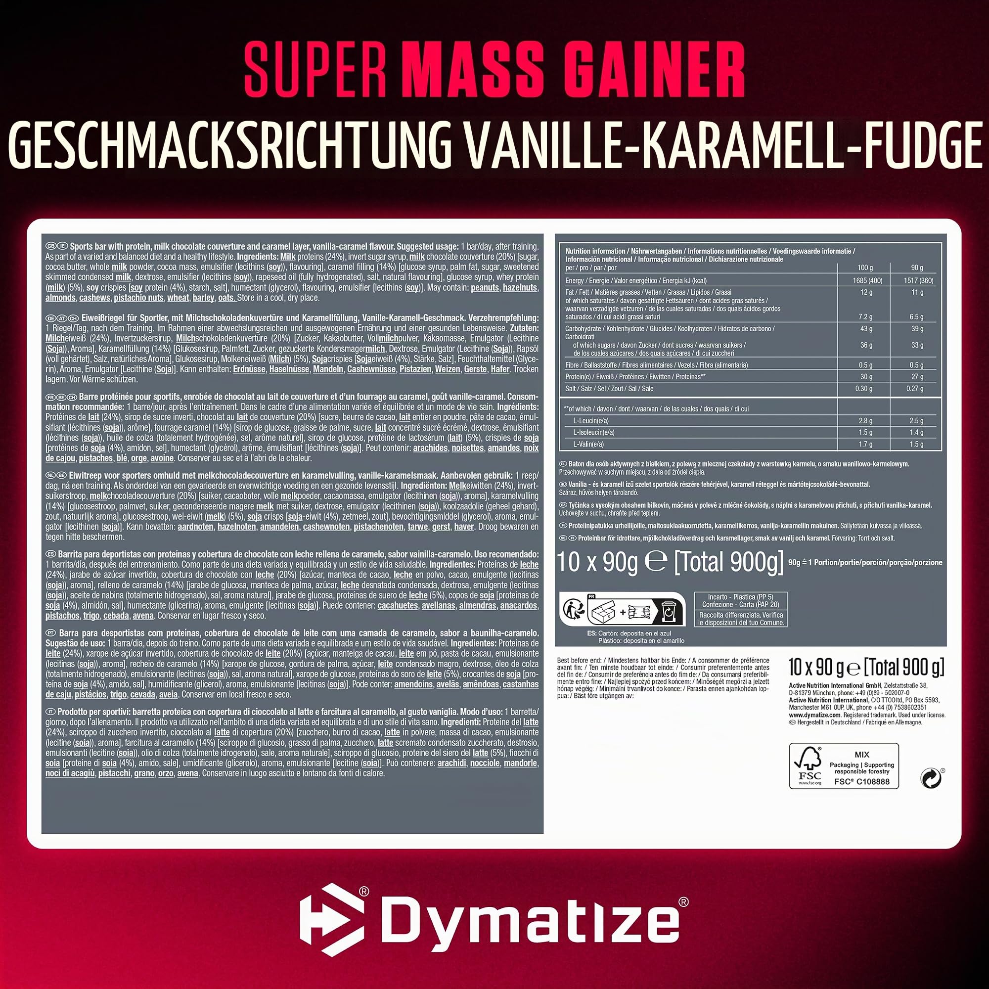 dymatize-super-mass-gainer-bar-vanilla-caramel-fudge-90g-high-protein-weight-gai image 6
