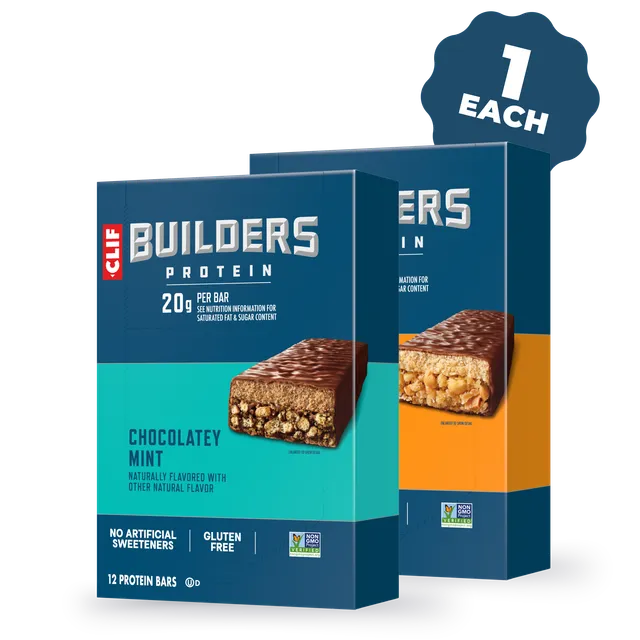 clif-builders-variety-pack-chocolatey-mint-peanut-butter-protein-riegel-24-riege image 1