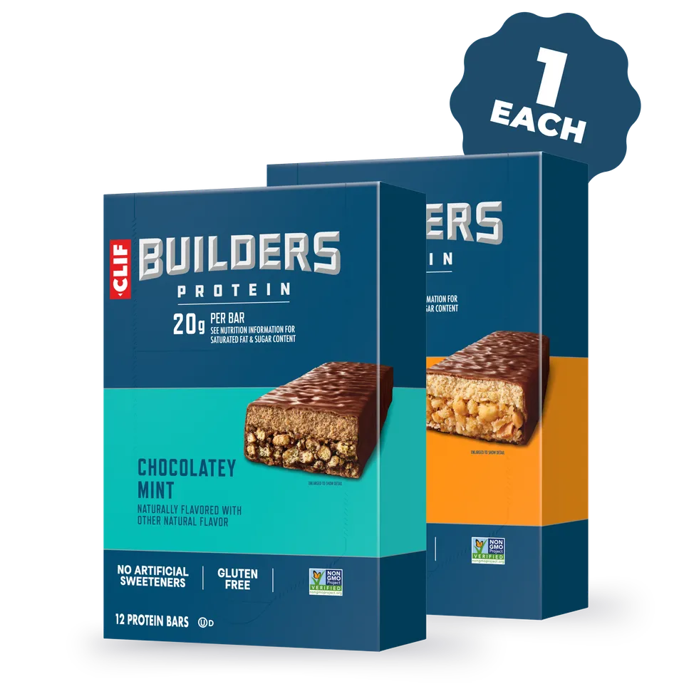 clif-builders-variety-pack-chocolatey-mint-peanut-butter-protein-riegel-24-riege image 1