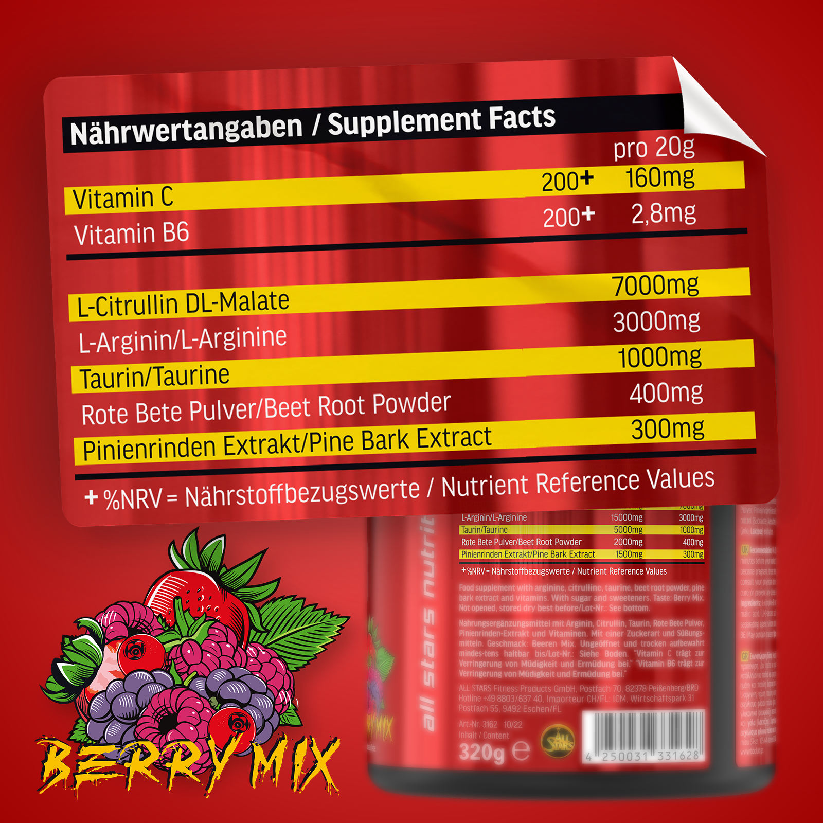 all-stars-pump-booster-pulver-320g-dose-arginin-citrullin-stim-frei image 8