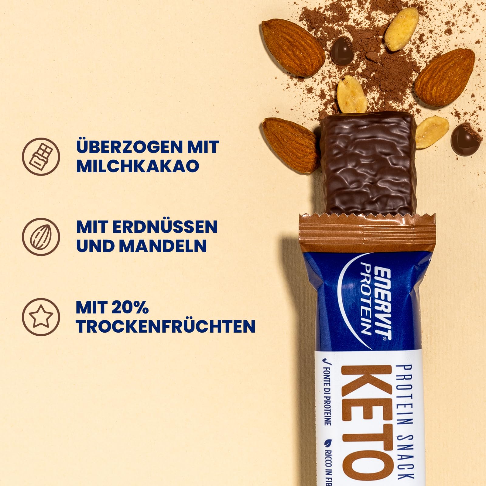 enervit-protein-snack-milk-choco-keto-8x35g-riegel-vegan-glutenfrei image 3